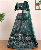Green Sequence Emroidery Work Lehenga Choli